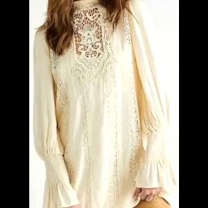Free People One Vienna Crochet Victorian Lace Cream Mini Dress